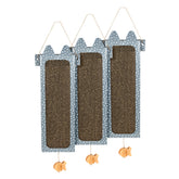 Kitty City reversible hanging scratcher triple-pack ready for wall display, encouraging scratching with eco-friendly cardboard
