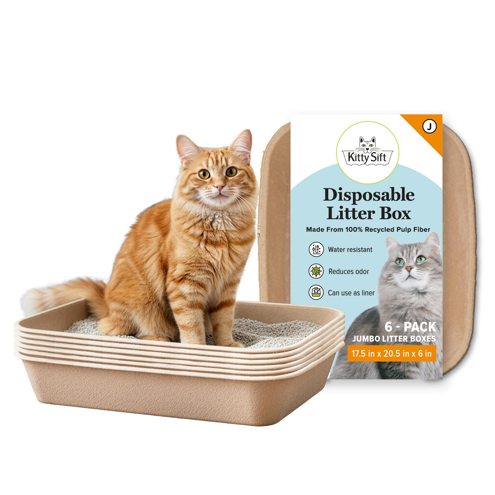 Kitty Sift disposable litter box jumbo open-tray for quick setup and odor control.