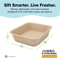 Kitty Sift eco-friendly thick-wall litter tray resists leaks during digging.