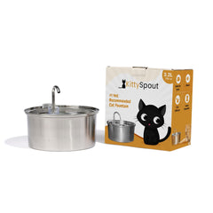 KittySpout stainless-steel bowl view highlights durable, easy-to-clean surface.