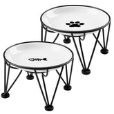 Kitwinney elevated cat bowls with fishbone design reduce whisker contact and keep meals tidy.