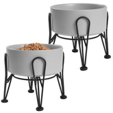 Kitwinney elevated dog bowls ceramic double-set for small and medium dogs, easy to clean.