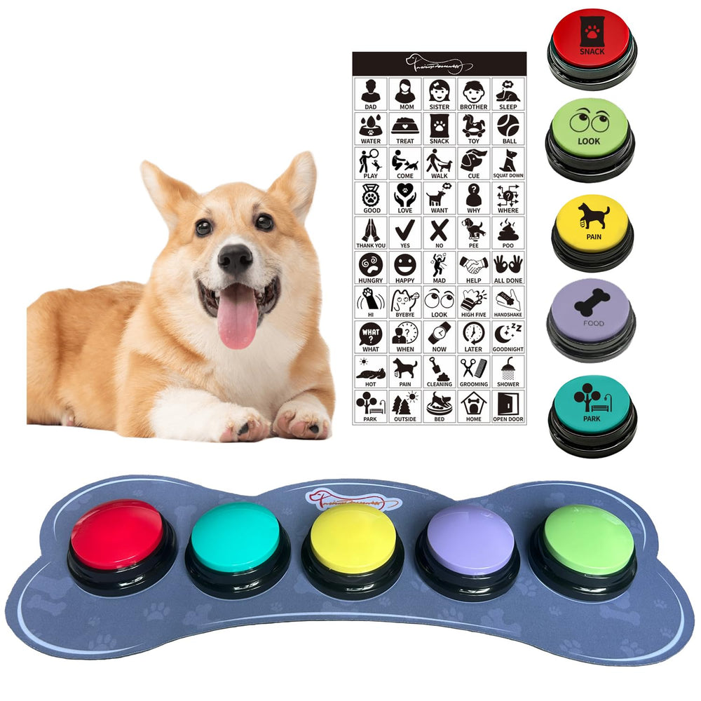 KiViRap 5-color dog buttons set supporting clear communication for pets to express needs