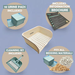 Kiwi & Mora litter box with pads and accessories kit supports quick maintenance.