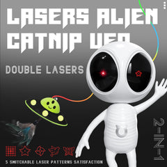 KiwiLove cat laser toy showcasing rotating alien head for engaging chase.
