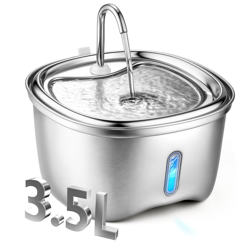 KiwiLove cat water fountain top view shows large 3.5L capacity for multiple pets