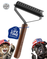 KIZO ESLO undercoat rake wide-tooth side removing mats on a dog