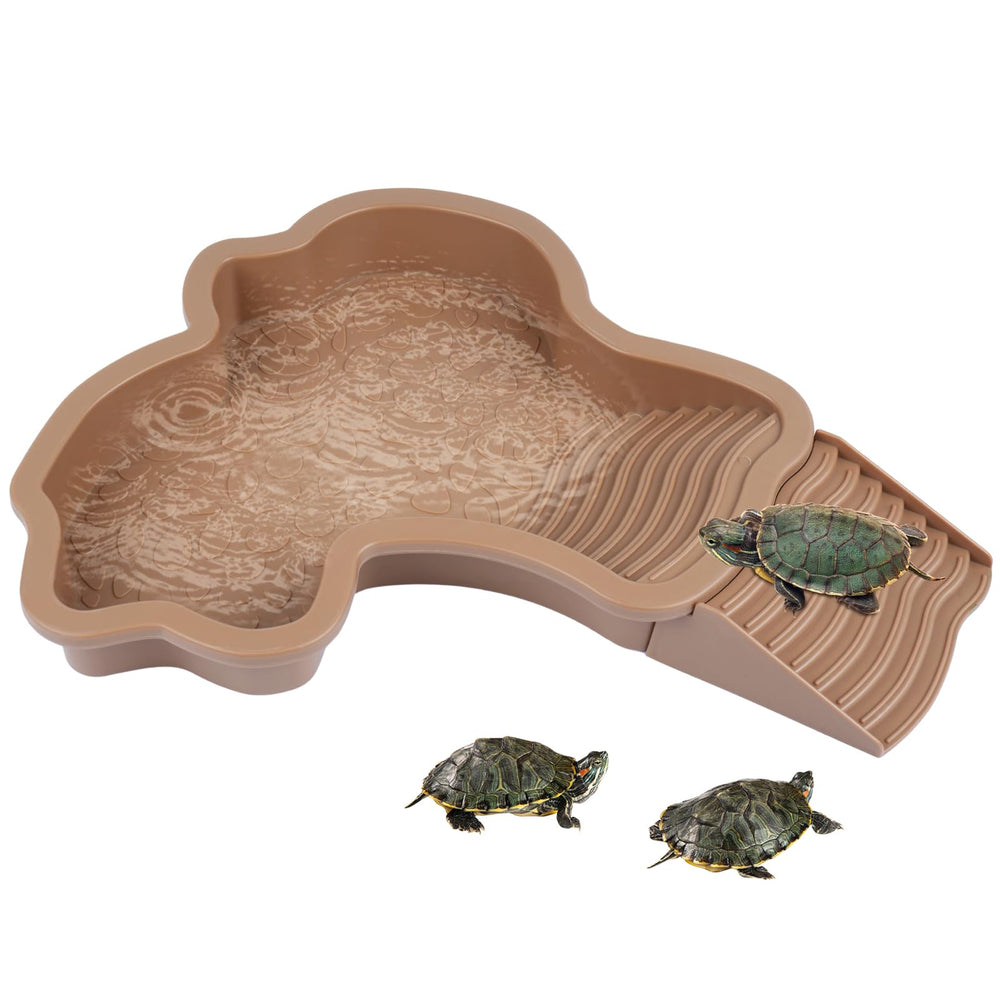 KKONHII large reptile bathing pool with ramp enhances safe soaking and exercise.