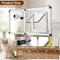 Klarana adjustable-width cat door fits 32-37 inch sash windows for flexible placement