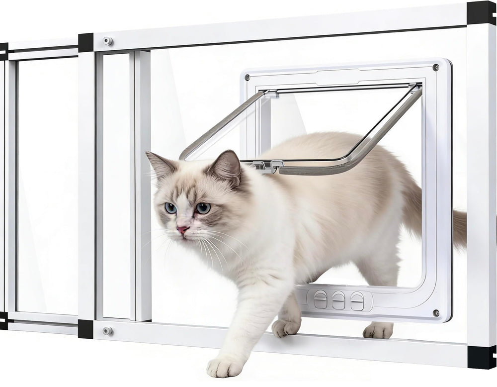 Klarana full glass cat door window for clear view and easy entry.