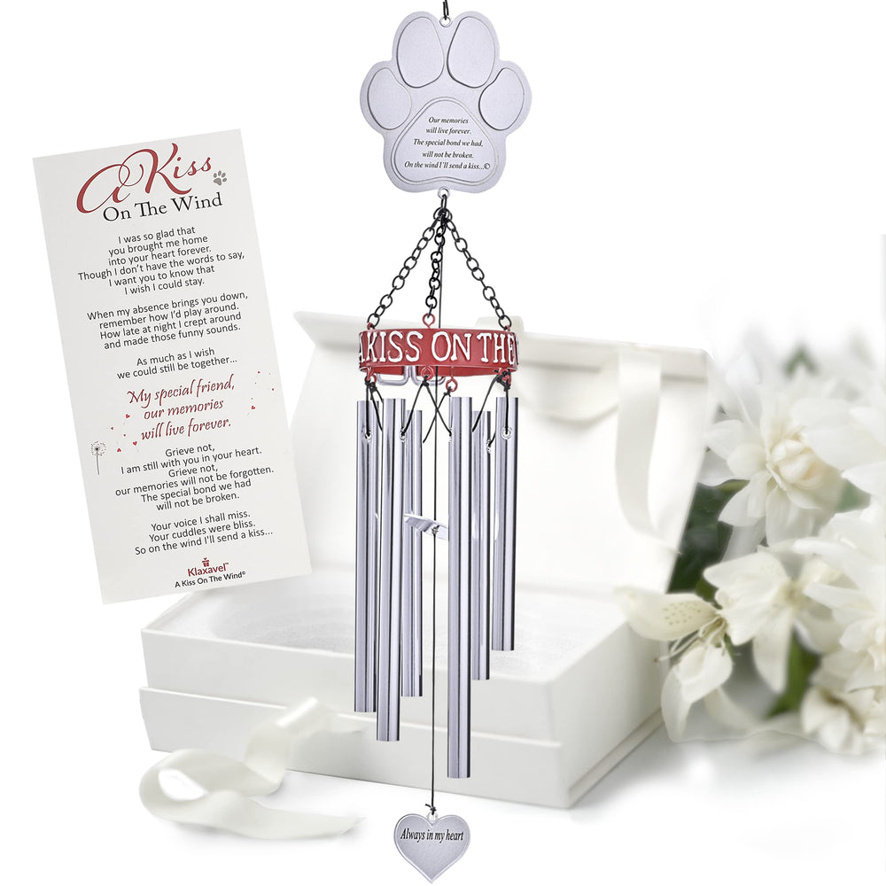 KLAXAVEL Pet Memorial Wind Chimes with rainbow bridge design for outdoor remembrance