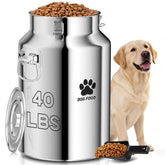 Kluronyo 40Lbs dog food storage container front view highlighting durable stainless steel.