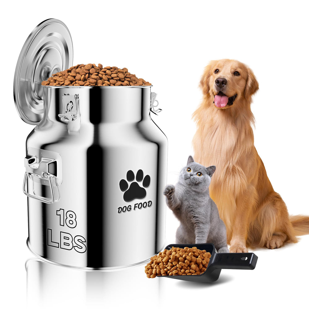 Kluronyo metal dog food storage container front view showing compact size
