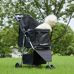 KMFurnila pet stroller with plush padding for comfortable rides.
