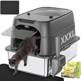 KMNSUN XXXL litter box front view showing ample space for large cats.
