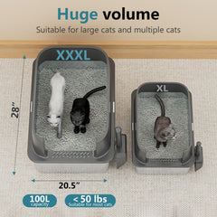 KMNSUN XXXL litter box with lid on for privacy and containment.