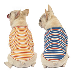 Knuffelen cotton striped dog shirt, back view, comfortable fit for outdoor strolls.