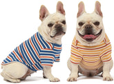 Knuffelen cotton striped dog shirt, front view, breathable daily wear for small dogs.