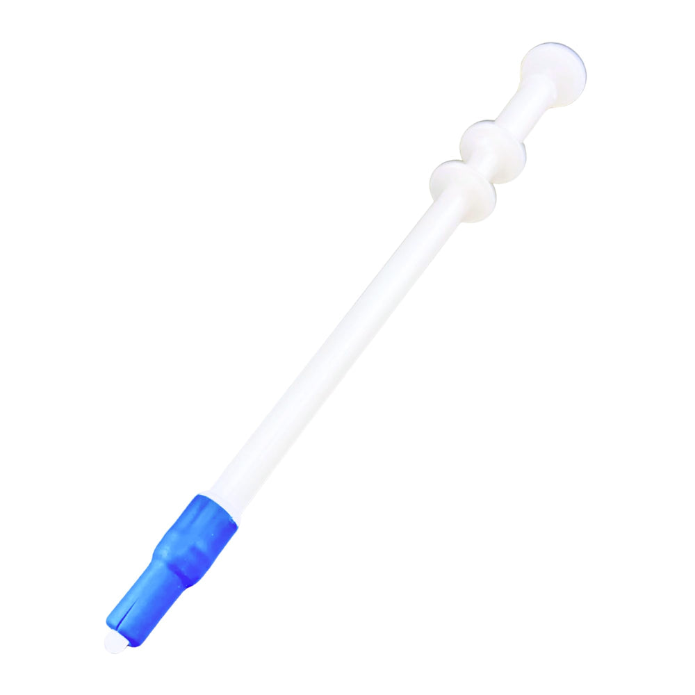 Knupp Co Pill Shooter blue in hand for easy pet medication.