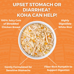 KOHA Bland Diet emphasizes single-protein chicken for easier digestion.