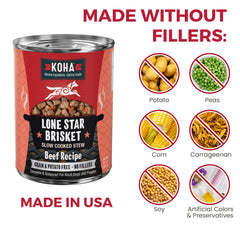 KOHA Lone Star Brisket Stew dog enjoying meal during dinner time