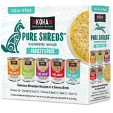 KOHA Pure Shreds variety pack cans show five flavors for happy, palatable meals.