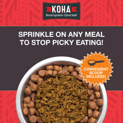 KOHA Raw Life Freeze-Dried Topper bag emphasizes premium quality and convenient feeding.