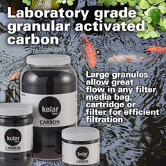 Kolar Labs Crystal Cal activated carbon large granules close-up emphasizing high flow in filters.