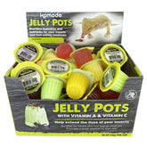 Komodo Jelly Pots mixed fruit flavor on display highlighting hydration for fruit eating reptiles