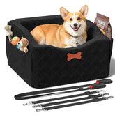 Konduone 6inch elevated dog seat provides secure front-seat perch for small dogs on road trips
