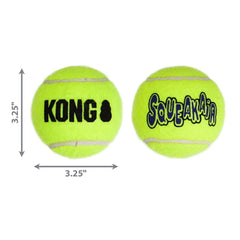 KONG Air Dog Squeaker Tennis Ball XL dog in mid-fetch with squeak.