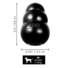 KONG Extreme black rubber dog toy, built for long-lasting play and treat-filled sessions.