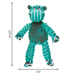 KONG Floppy Knots hippo toy showing embedded squeakers to entice interactive play.