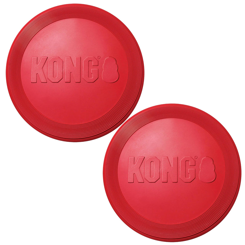 KONG Flyer outdoor disc close-up showing durable natural rubber for safe catches.