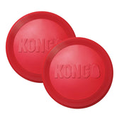 KONG Flyer rubber disc dog toy in red, large 2-pack for fetch and play.