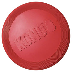 KONG Rubber Flyer large 2-pack red, flight arc for outdoor fetch.