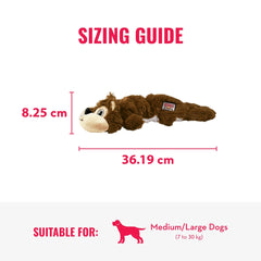 KONG Scrunch Knots Squirrel sizes S/M and M/L for medium and large dogs