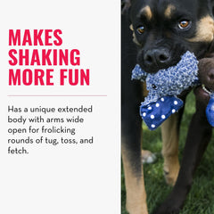 KONG Shakers Luvs Elephant squeaker engages play in blue large
