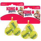 KONG Squeakair Ball dog toy in action for durable fetch play.