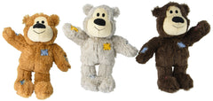 KONG Wild Knots Bear pack of 3 with soft plush exterior for gentle chewers.