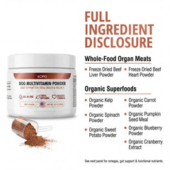 Kopo Dog Multivitamin Powder measuring scoop for easy daily serving.