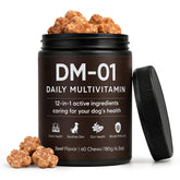 KOVGOCY DM-01 dog multivitamin bottle supports daily wellness with easy dosing.