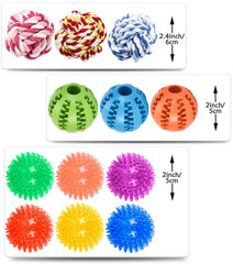 Koyukuk dog toy balls colorful set to attract tiny dogs and encourage fetch.