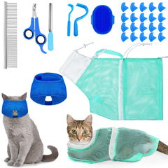 Kritkin 9 Pcs Cat Bathing Bag Set full kit for safe, stress-free grooming sessions.