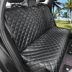 KritterKorner dog car seat cover back showing full back-seat protection and easy cleanup.