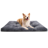 KSIIA dog crate bed gray flannel closeup showing soft, cozy surface for calm naps