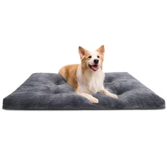 KSIIA dog crate bed gray flannel closeup showing soft, cozy surface for calm naps