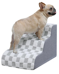 KSIIA Dog Stairs curved bed 3-step gray, easing climbs for small dogs.