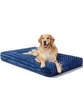 KSIIA washable dog bed blue top view with plush surface for jumbo dogs