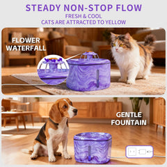 Ksuefao cat water fountain purple with blue LED indicator for fresh water cues